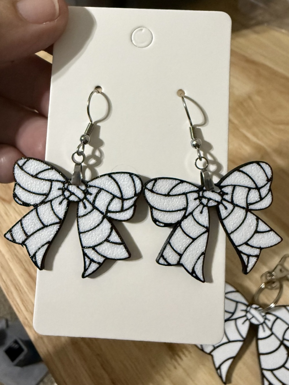 White Bow Dangle Earrings - Fashion Women's Accessories